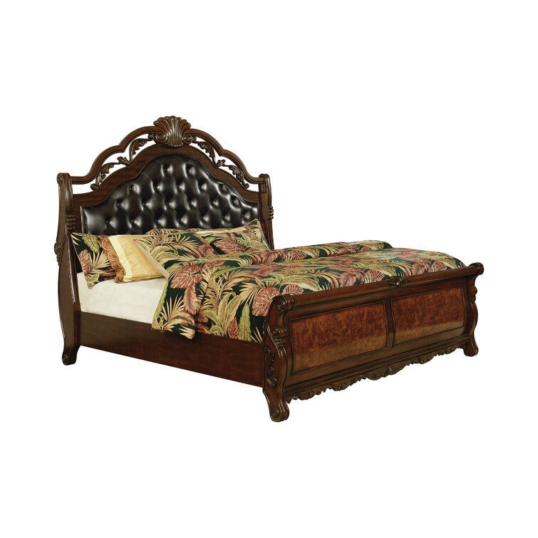 Fleur De Lis Living Monticello Tufted Solid Wood And Upholstered Sleigh Bed Wayfair Ca
